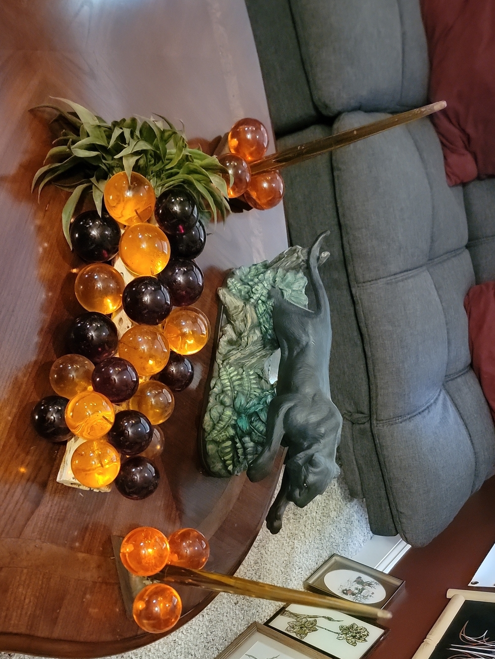 Huge Cluster Of MCM Lucite Grapes With Lucite Candles